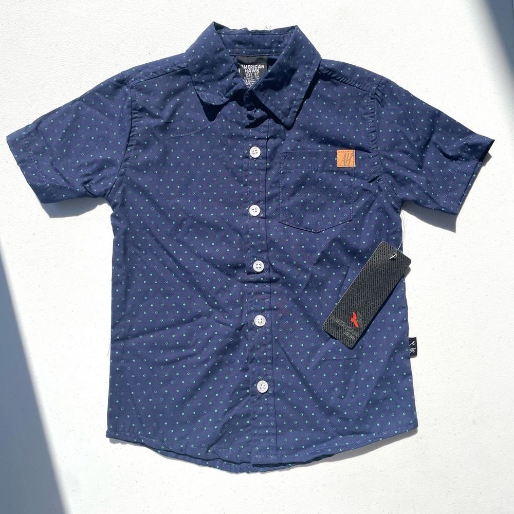 American Hawk Blue Polka Dot Shirt 3T NWT